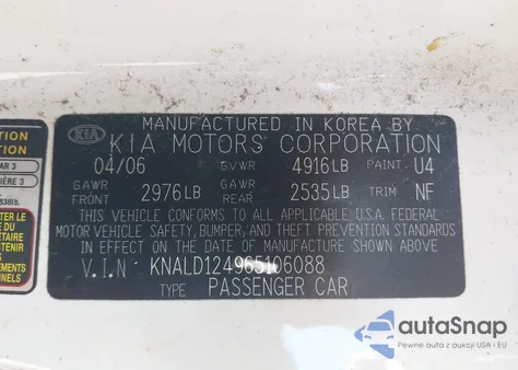 2006 Kia Amanti from USA, damaged, VIN KNALD124965106088